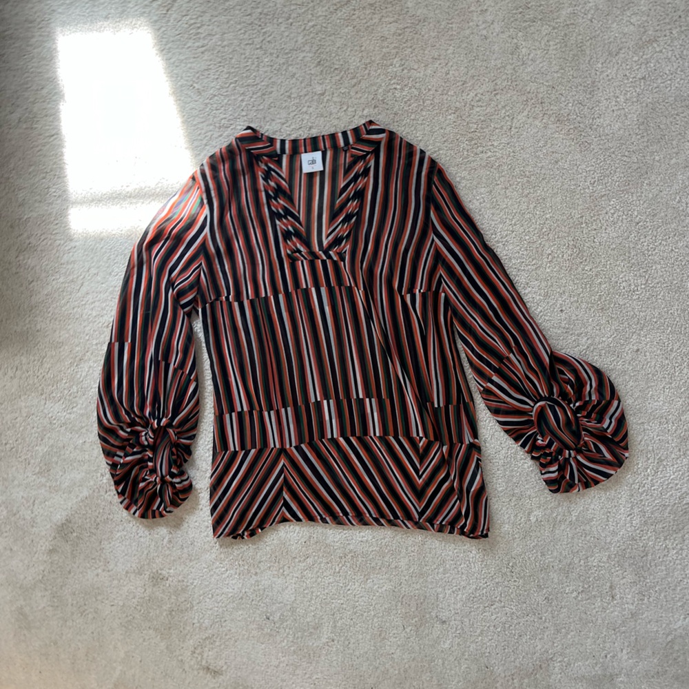 Cabi ultimate on trend striped sheer blouse